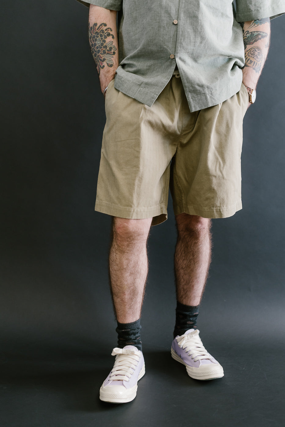 Drawstring Shorts HBT - Sand 8 Drawstring Shorts HBT - Sand