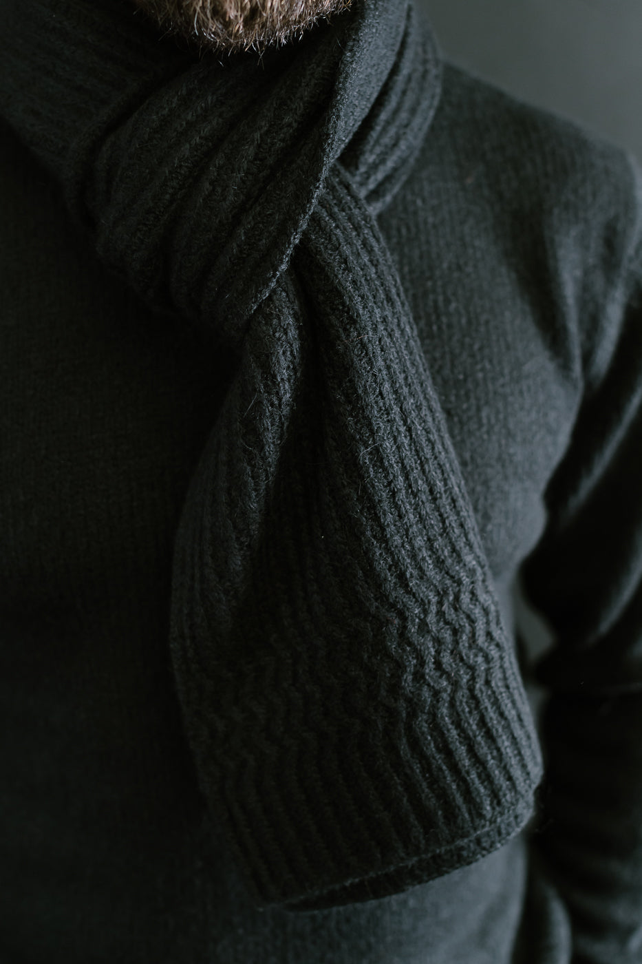 Alpaca Rib Scarf - Black - Streetwear & Lifestyle Apparel