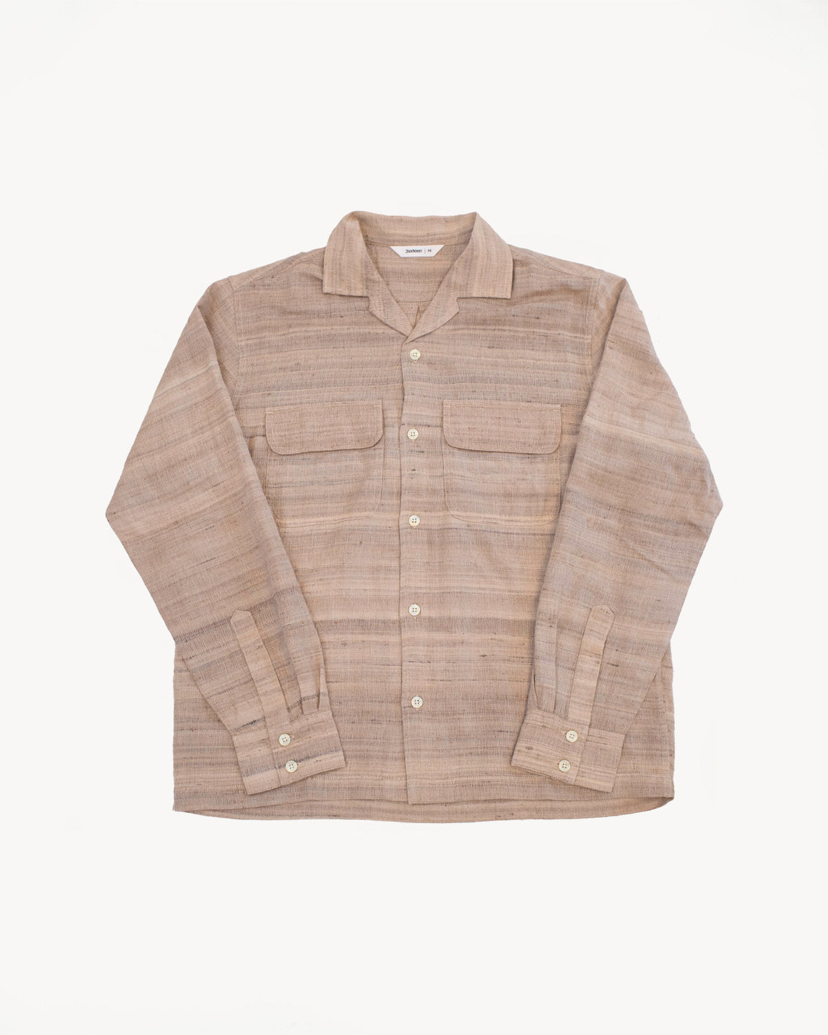 Open Collar Shirt Handloom Silk - Travertine 1 Open Collar Shirt Handloom Silk - Travertine