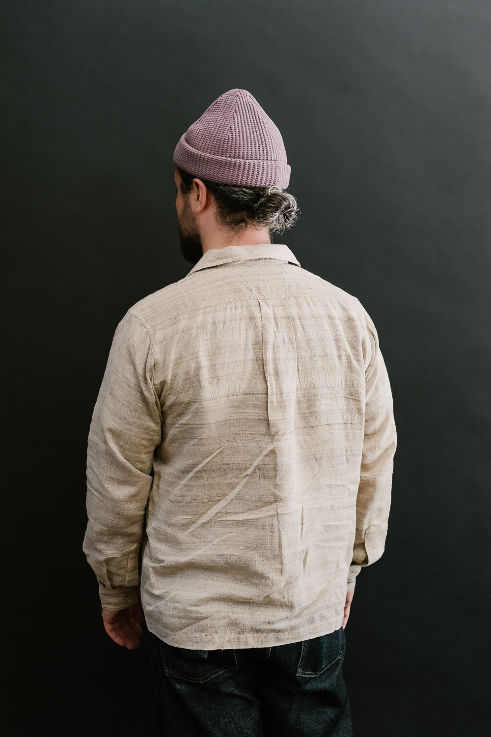 Open Collar Shirt Handloom Silk - Travertine 12 Open Collar Shirt Handloom Silk - Travertine