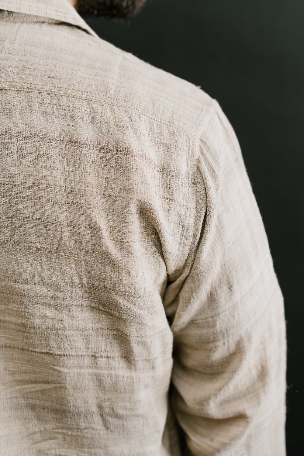 Open Collar Shirt Handloom Silk - Travertine 18 Open Collar Shirt Handloom Silk - Travertine