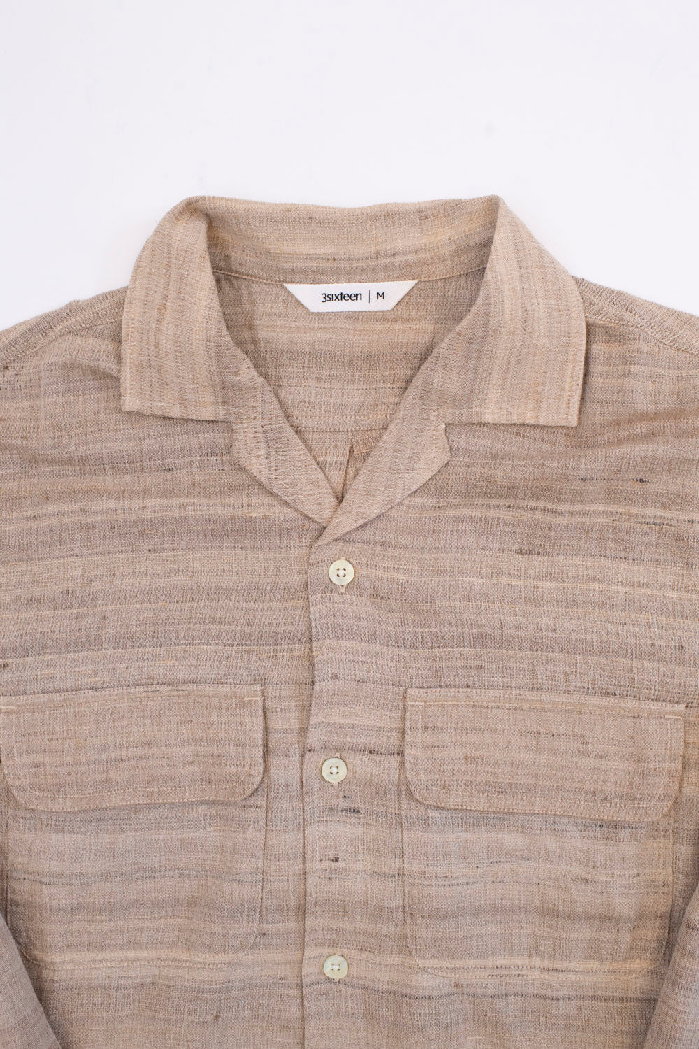 Open Collar Shirt Handloom Silk - Travertine 2 Open Collar Shirt Handloom Silk - Travertine