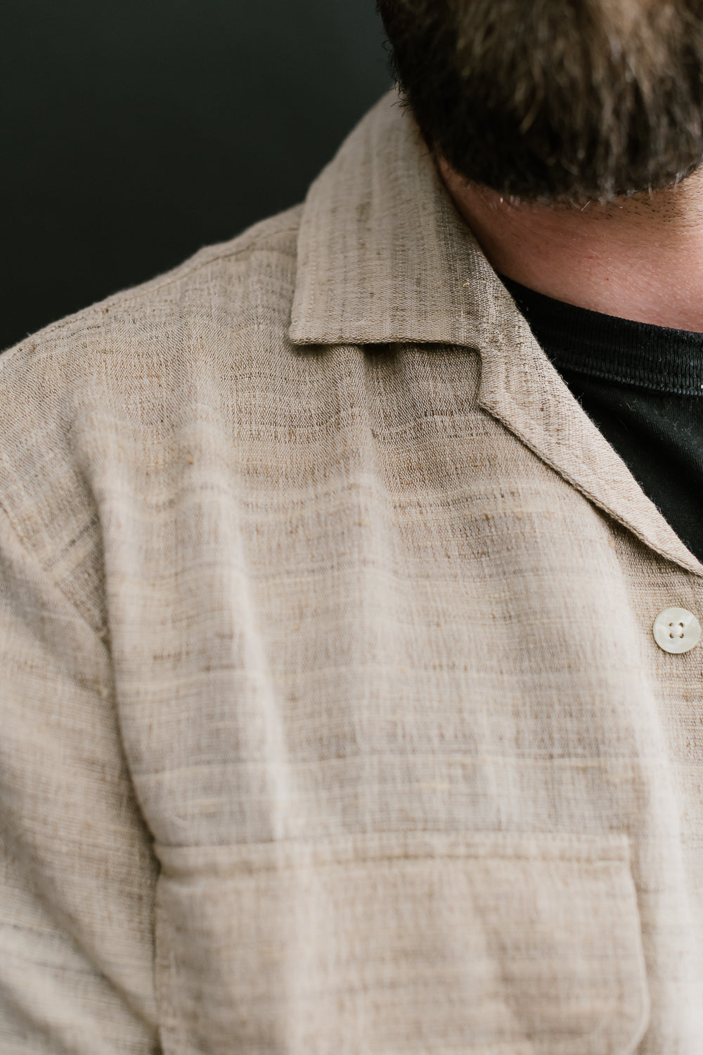 Open Collar Shirt Handloom Silk - Travertine 21 Open Collar Shirt Handloom Silk - Travertine