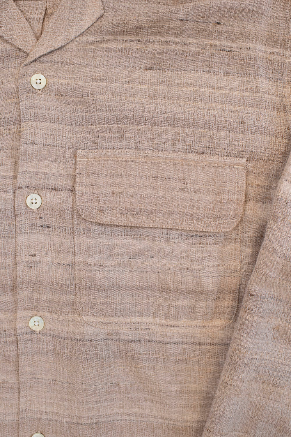 Open Collar Shirt Handloom Silk - Travertine 3 Open Collar Shirt Handloom Silk - Travertine