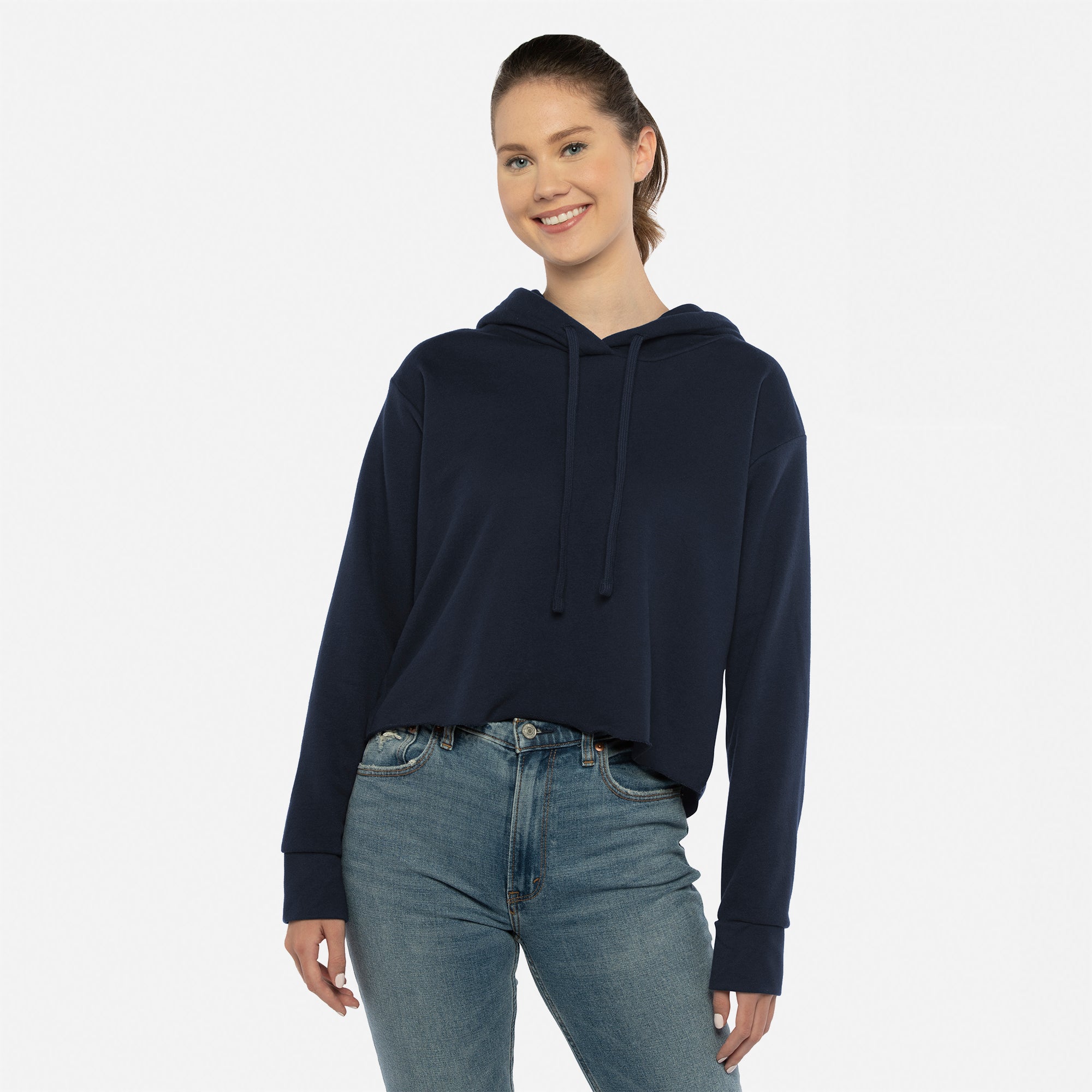 Women's Laguna Sueded Raw Edge Crop Hoodie