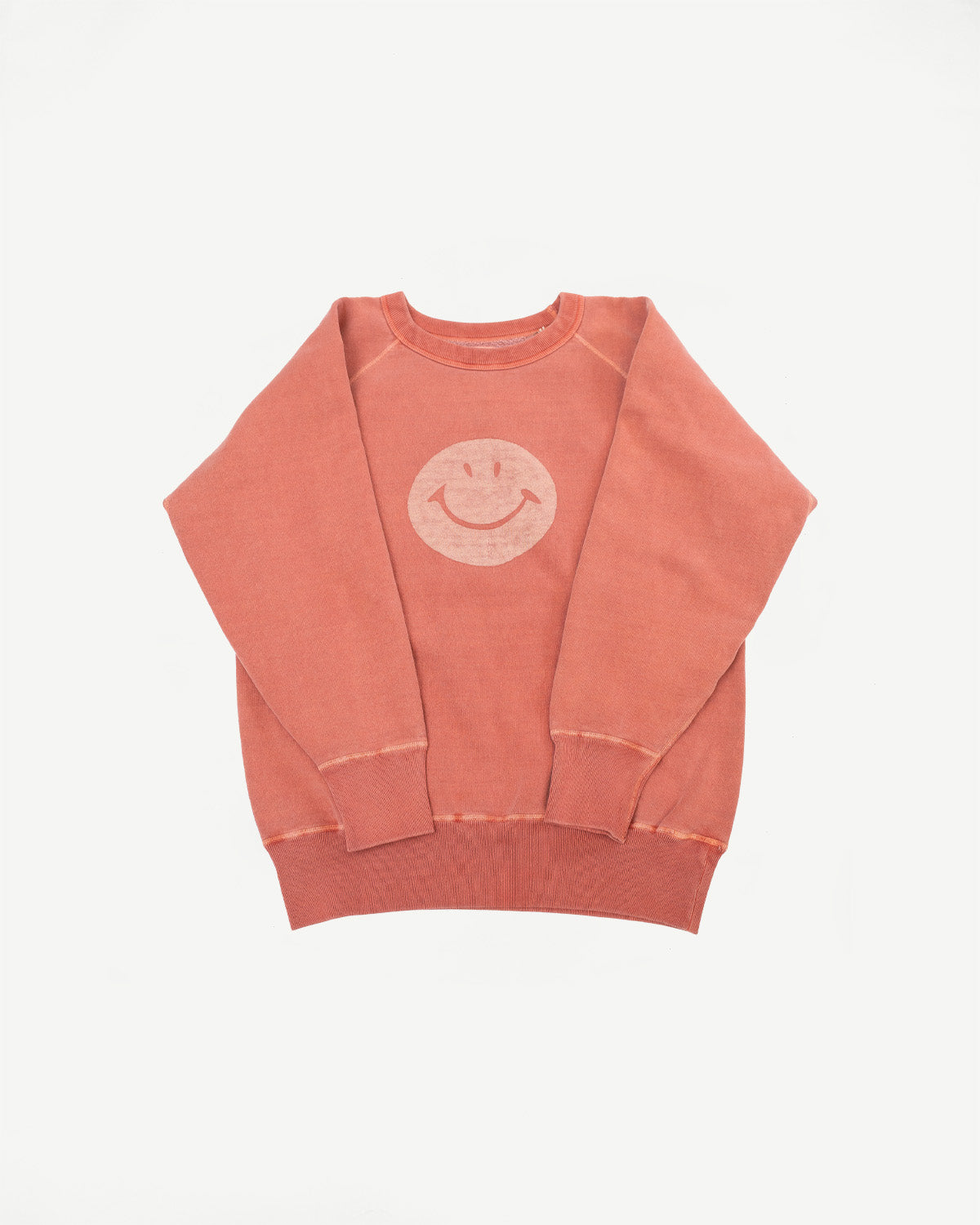 "Smile" Faded Print Sweat Shirts - PD Red