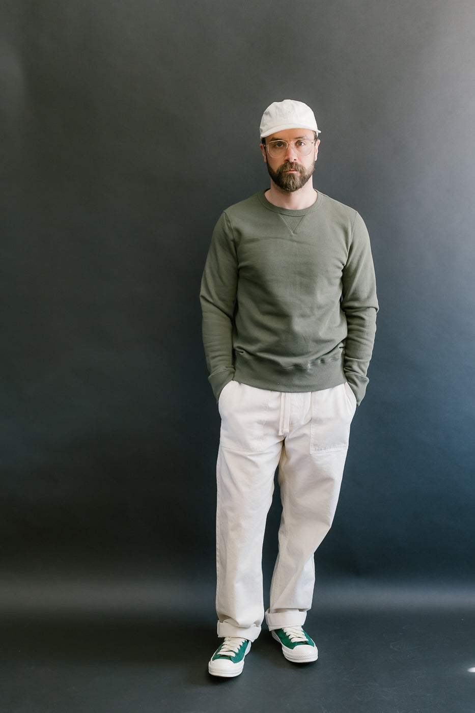 346.40 - Loopwheeled Sweatshirt - Army 5 346.40 - Loopwheeled Sweatshirt - Army