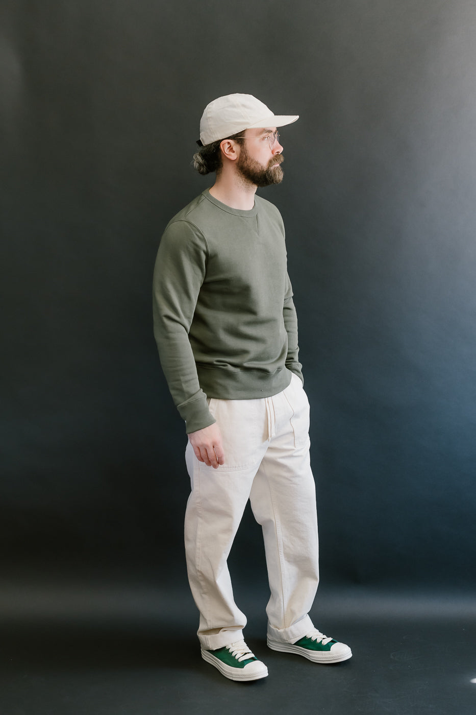 346.40 - Loopwheeled Sweatshirt - Army 6 346.40 - Loopwheeled Sweatshirt - Army
