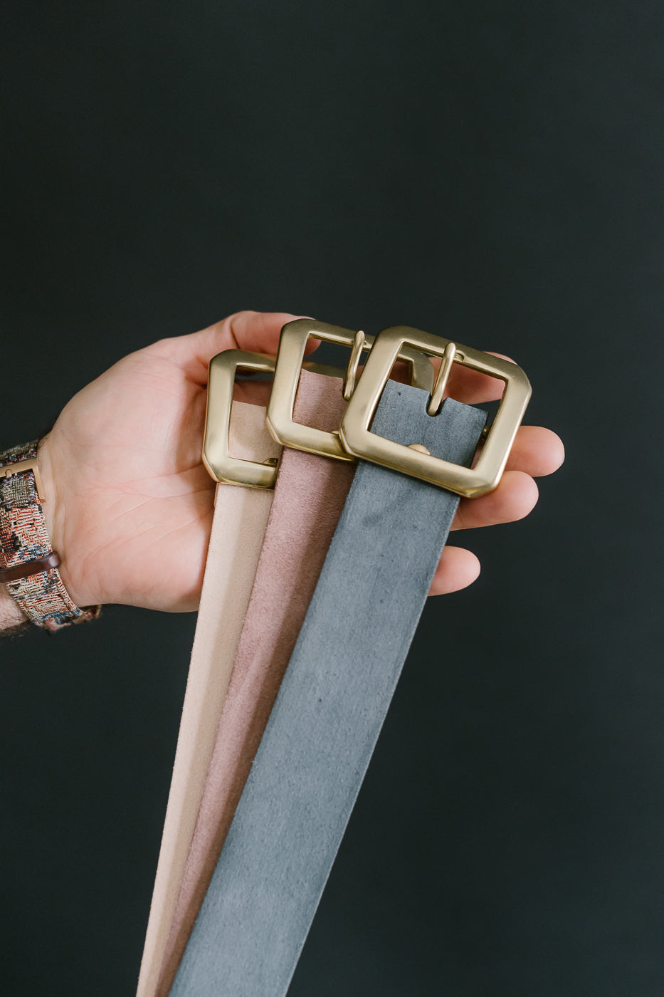 OGL Single Prong Garrison Buckle Leather Belt - Rough Out Black 3 OGL Single Prong Garrison Buckle Leather Belt - Rough Out Black