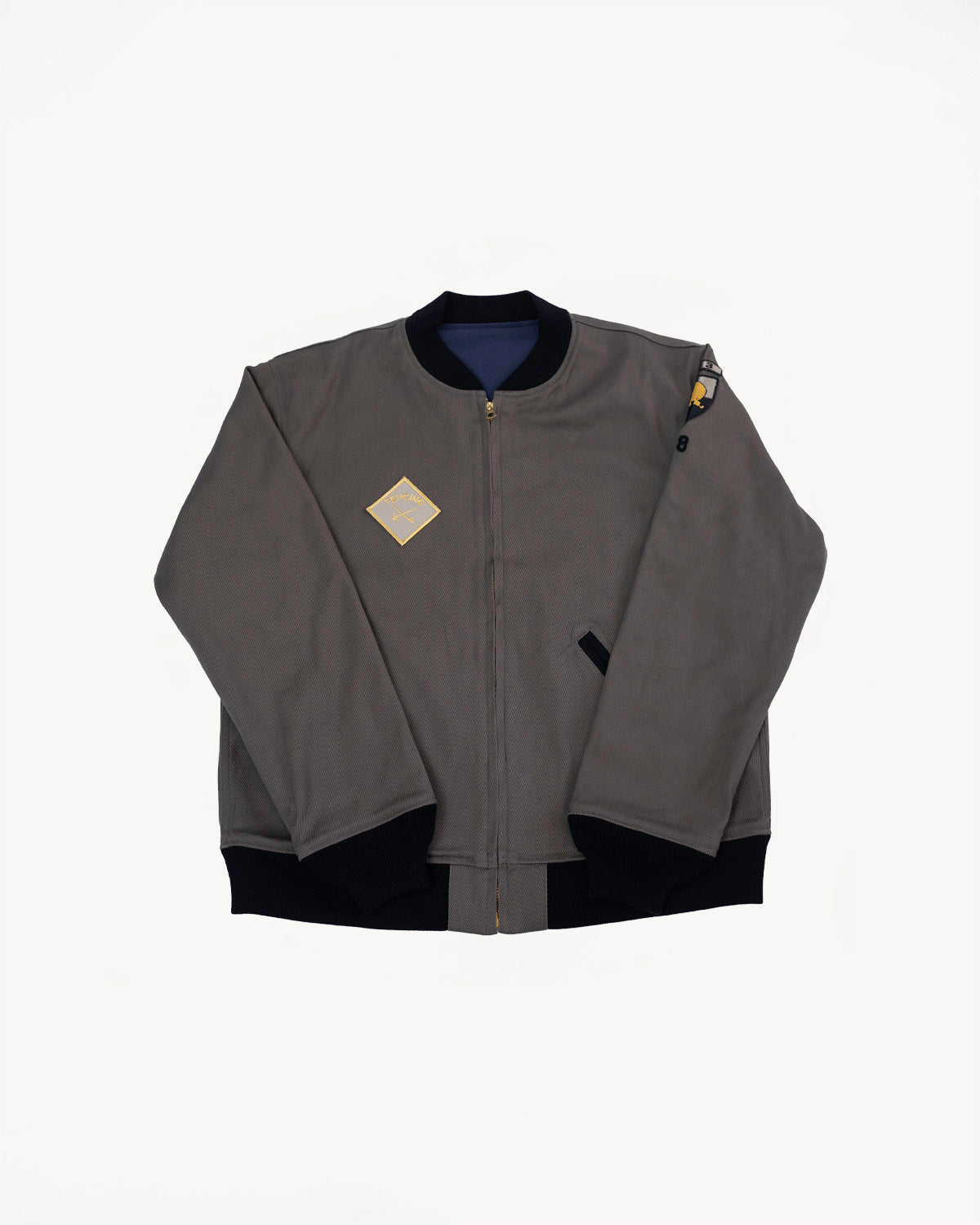 Lot JG-24 - Reversible Cadet's Varsity Jacket w/Patches - Grey, Blue