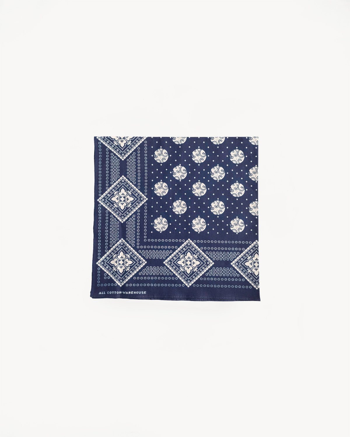 Lot 5244 - Selvedge Bandana Geometric Pattern - Indigo
