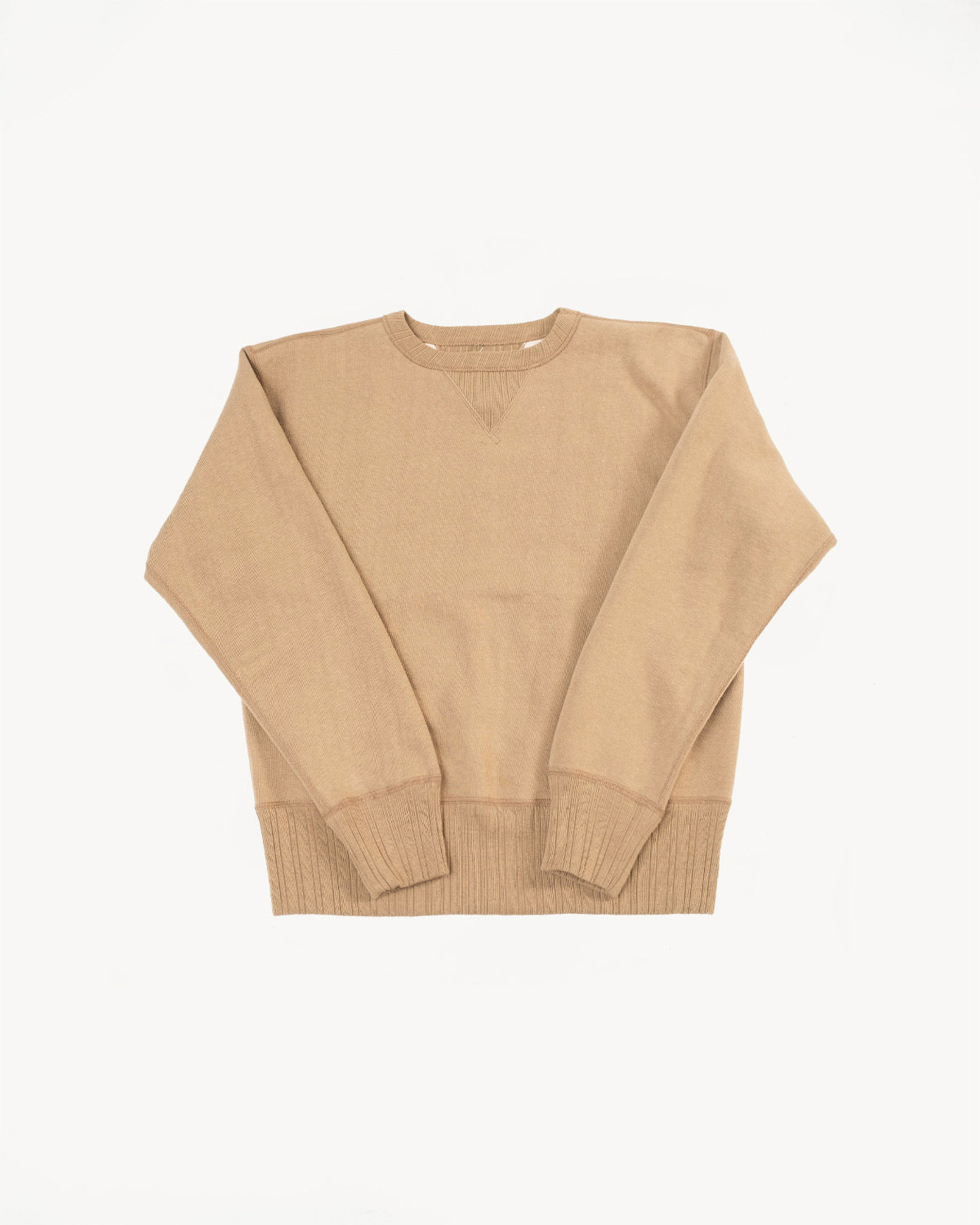 3741SP - Double V Set In Sleeve Crewneck Mother Cotton - Beige