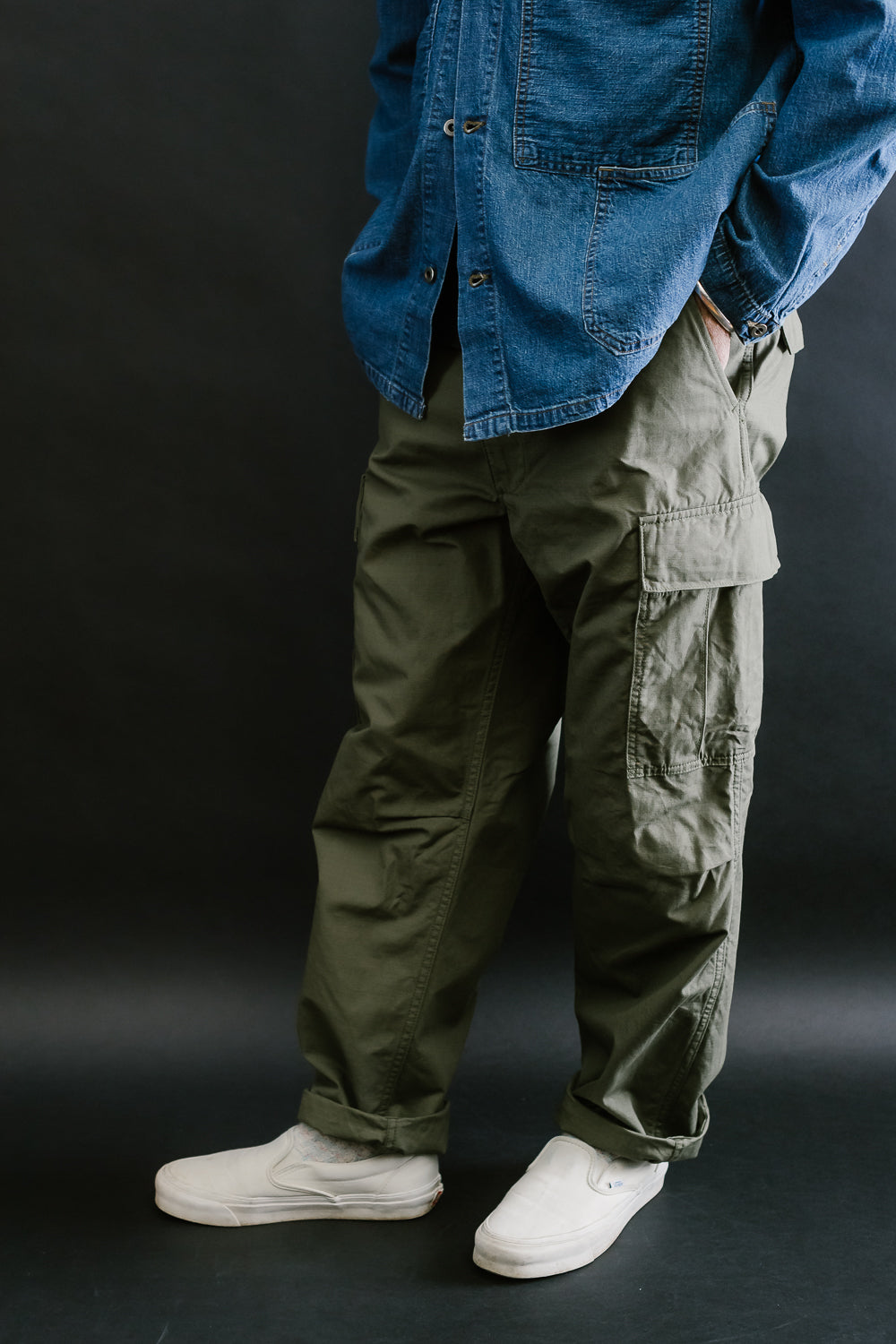 03-V5260RIP-76 - 6-Pocket Cargo Trousers - Vintage Fit - Olive 12 03-V5260RIP-76 - 6-Pocket Cargo Trousers - Vintage Fit - Olive