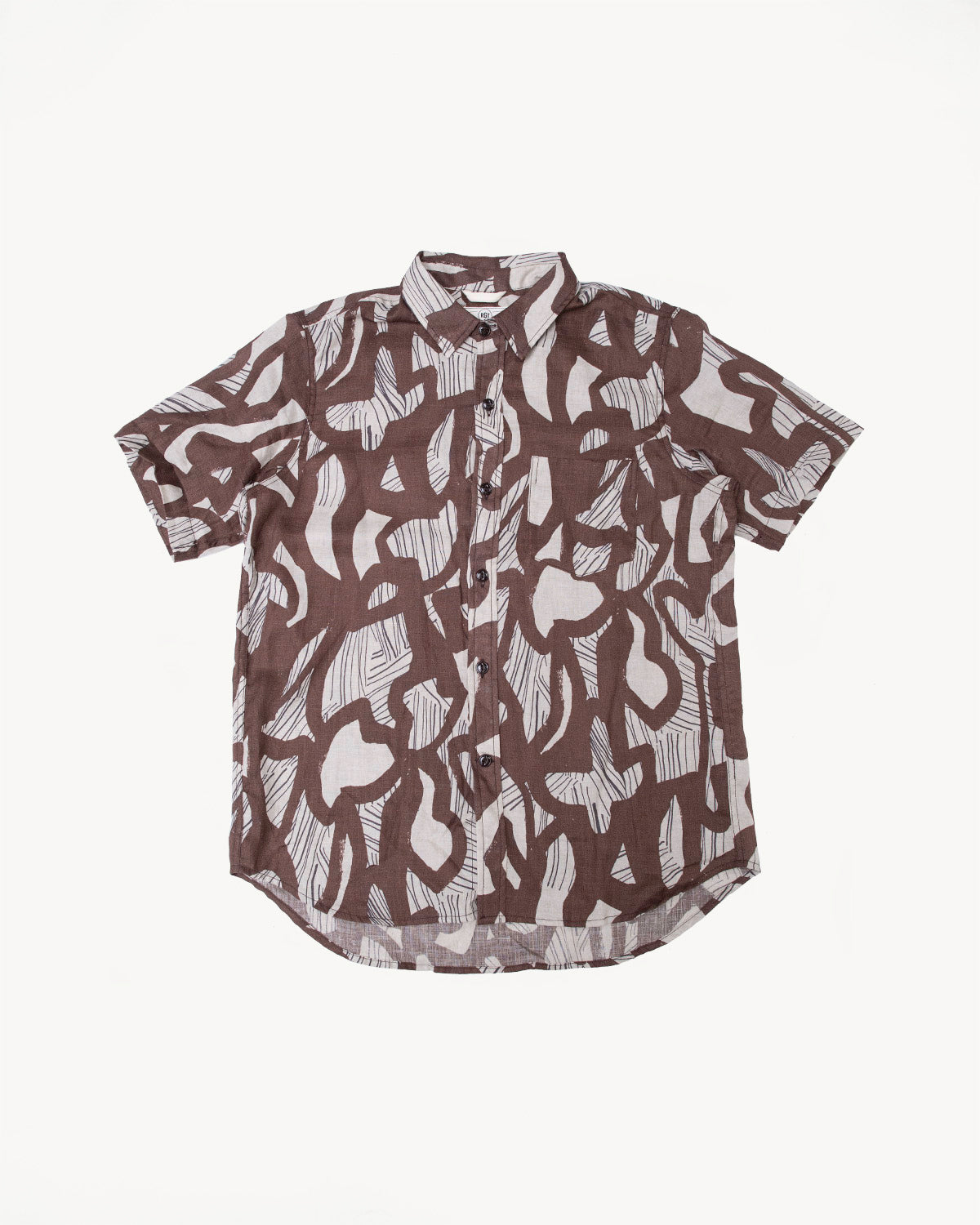 5oz Oxford Shirt Linen Shapes - Brown