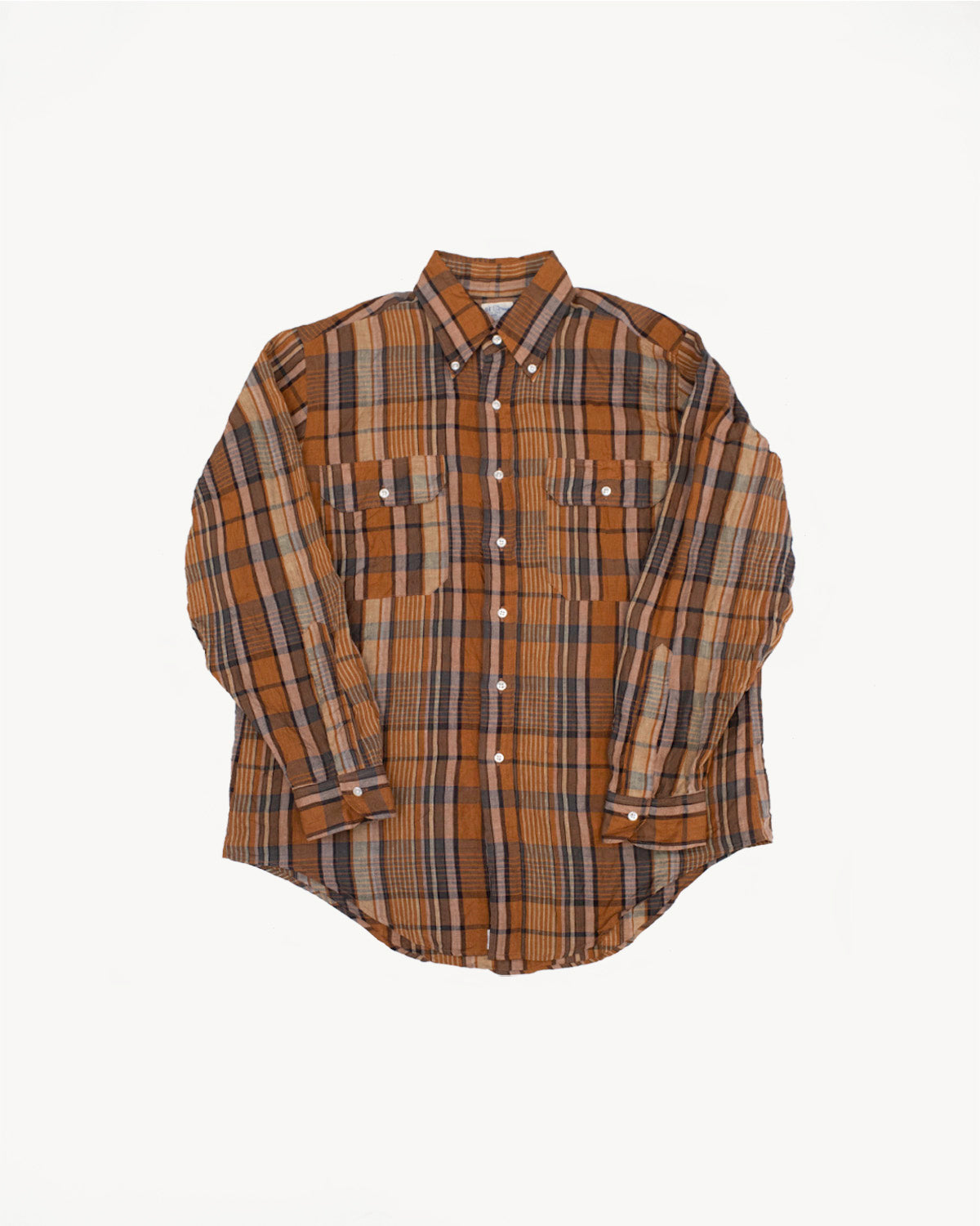 01-8113-44 - Linen Button-Down Safari Shirt - Orange Check