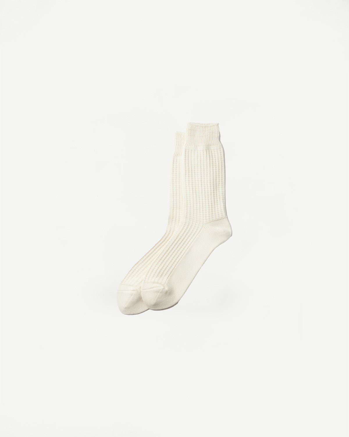 R1110 - Waffle Cotton Crew Sock - Raw White