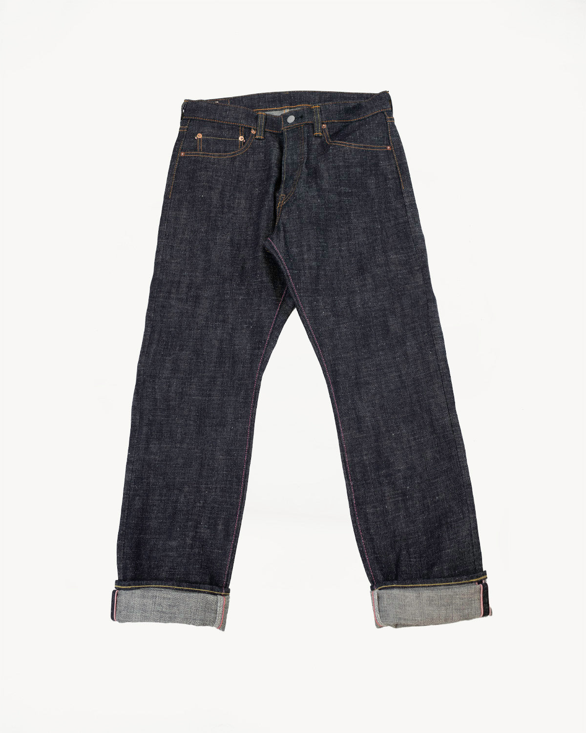 0605-82SP - 16oz - Texture Selvedge Custom Black Battle Stripes - Natural Tapered