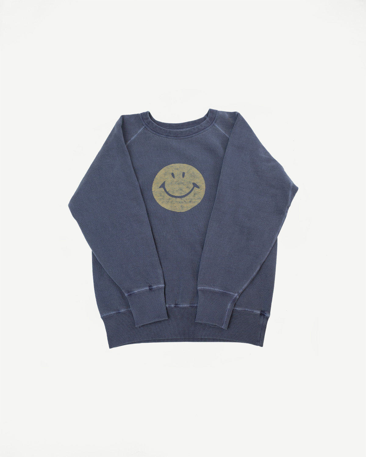 "Smile" Faded Print Sweat Shirts - PD Navy