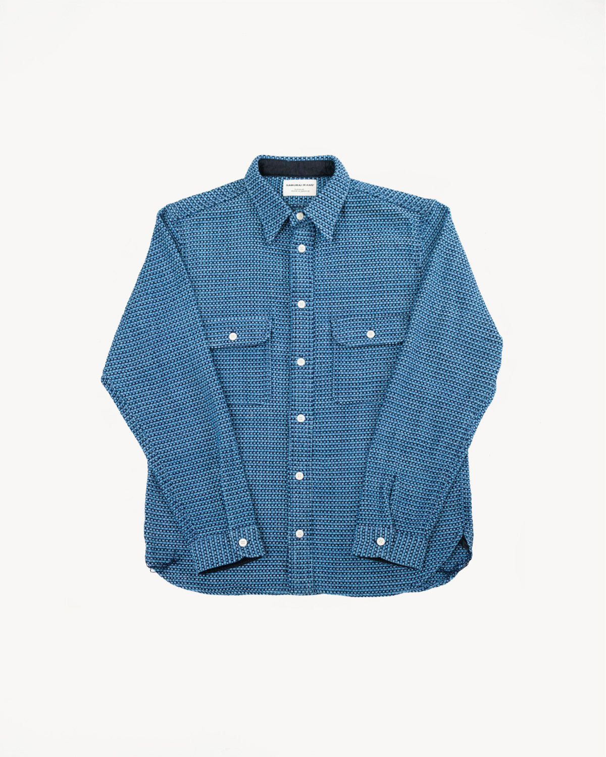 SSS24-01W - 'Aizome' Thick Oxford Work Shirt - Natural Indigo 1 SSS24-01W - 'Aizome' Thick Oxford Work Shirt - Natural Indigo