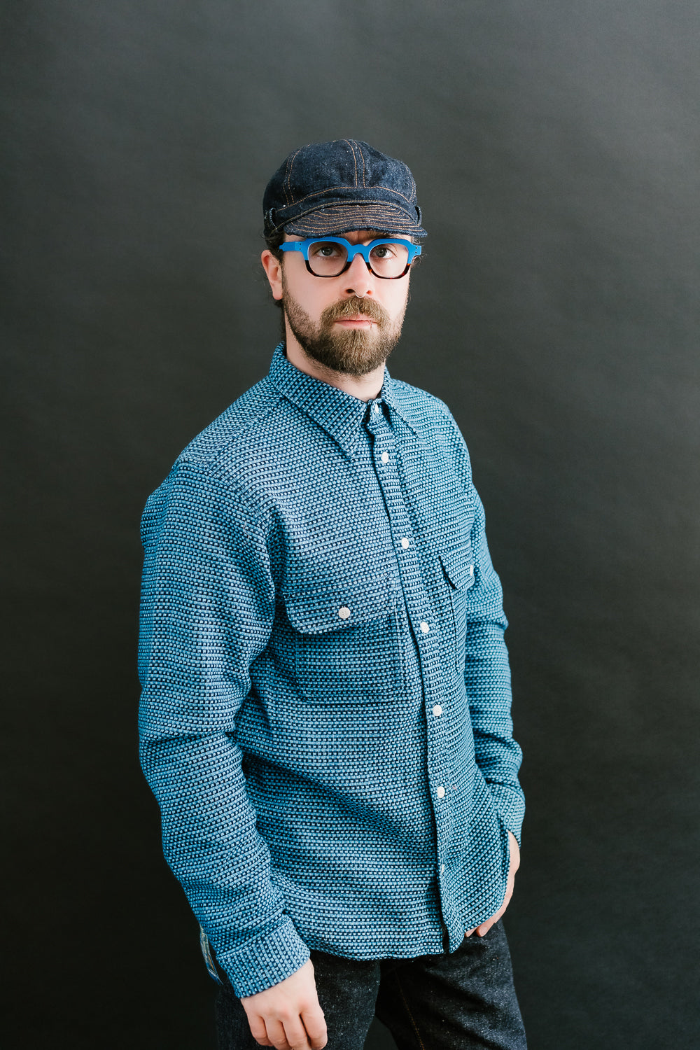 SSS24-01W - 'Aizome' Thick Oxford Work Shirt - Natural Indigo 10 SSS24-01W - 'Aizome' Thick Oxford Work Shirt - Natural Indigo