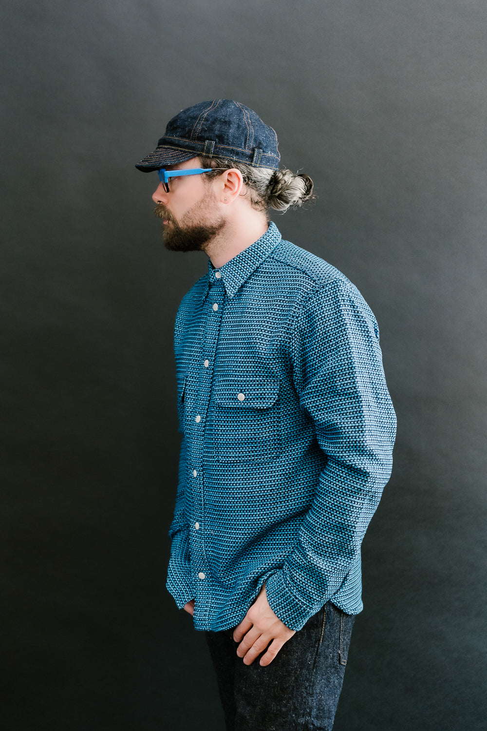 SSS24-01W - 'Aizome' Thick Oxford Work Shirt - Natural Indigo 14 SSS24-01W - 'Aizome' Thick Oxford Work Shirt - Natural Indigo