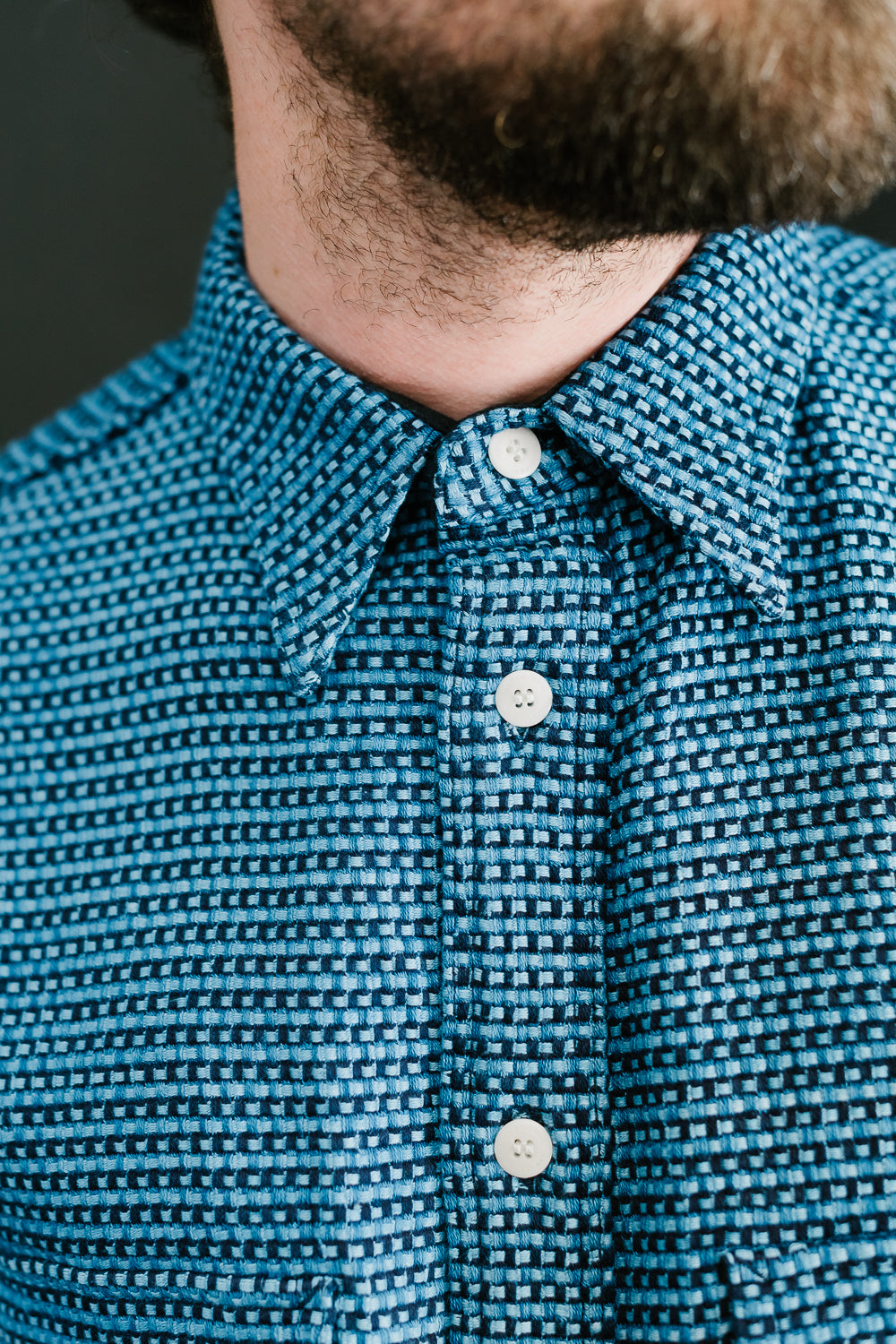 SSS24-01W - 'Aizome' Thick Oxford Work Shirt - Natural Indigo 20 SSS24-01W - 'Aizome' Thick Oxford Work Shirt - Natural Indigo