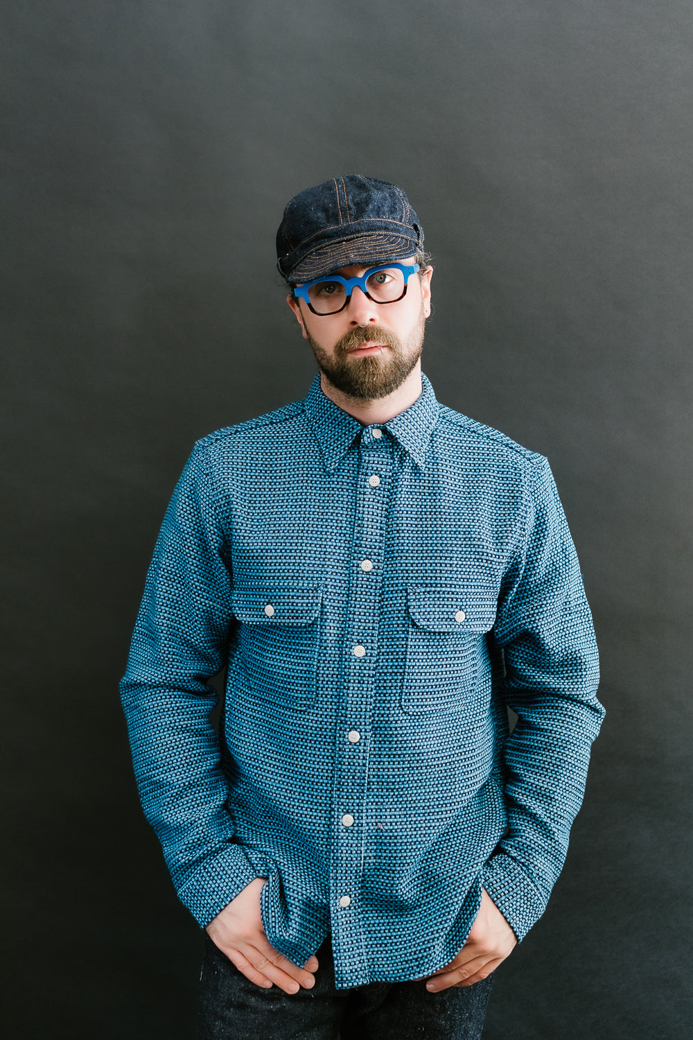 SSS24-01W - 'Aizome' Thick Oxford Work Shirt - Natural Indigo 9 SSS24-01W - 'Aizome' Thick Oxford Work Shirt - Natural Indigo