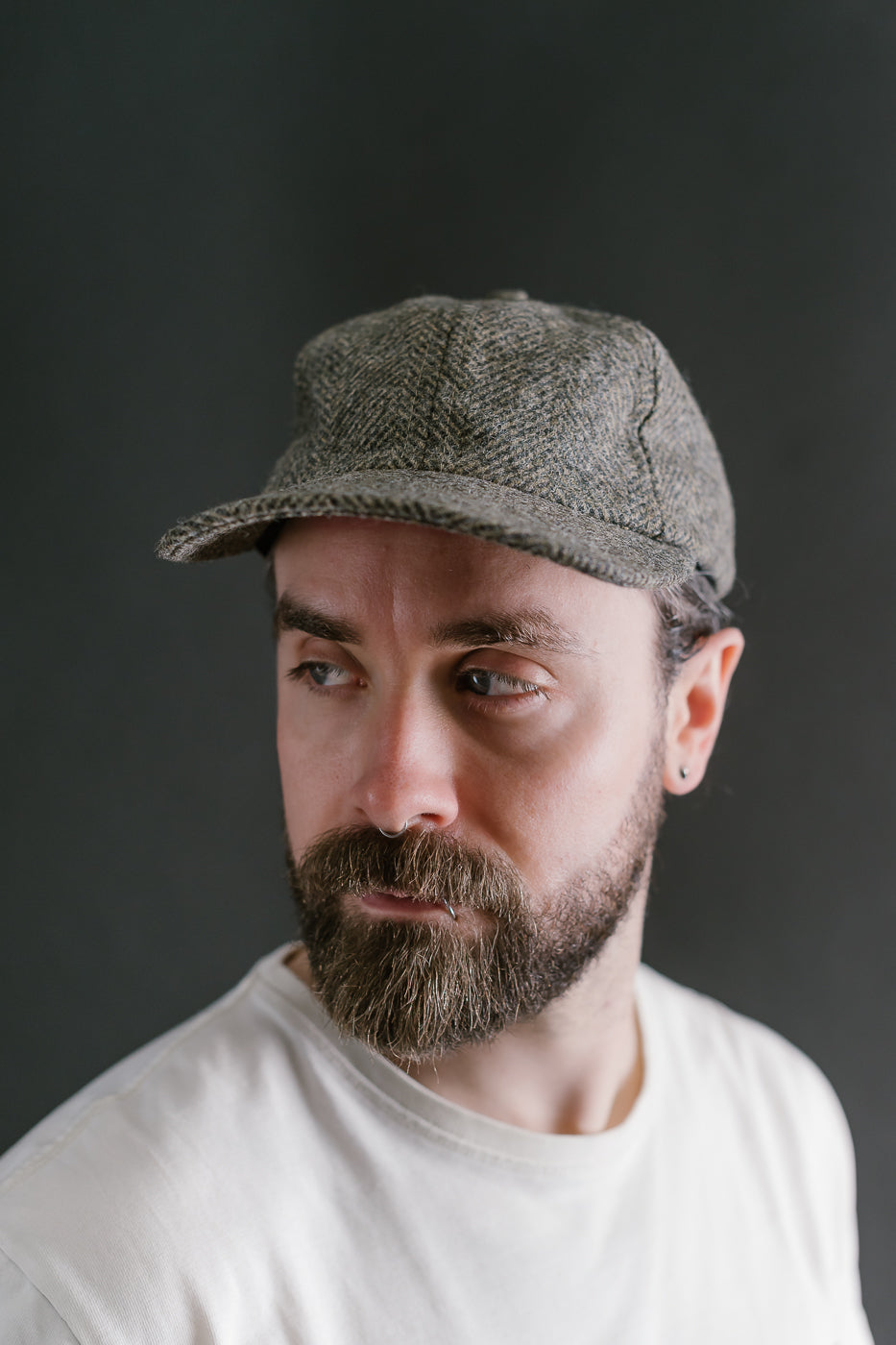 Herringbone Wool Baseball Hat - Warm Charcoal 11 Herringbone Wool Baseball Hat - Warm Charcoal