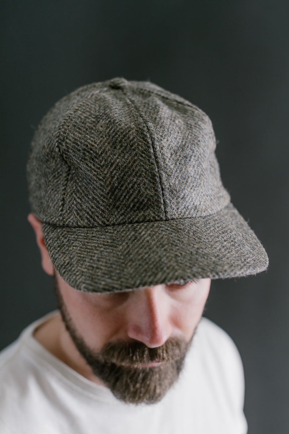 Herringbone Wool Baseball Hat - Warm Charcoal 12 Herringbone Wool Baseball Hat - Warm Charcoal